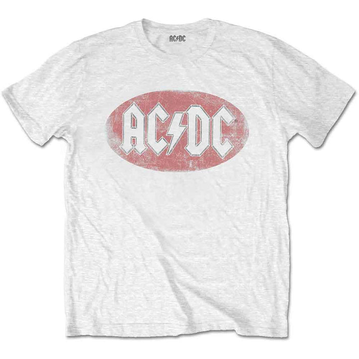 AC/DC Oval Logo Vintage White