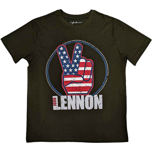 John Lennon Peace Fingers US Flag