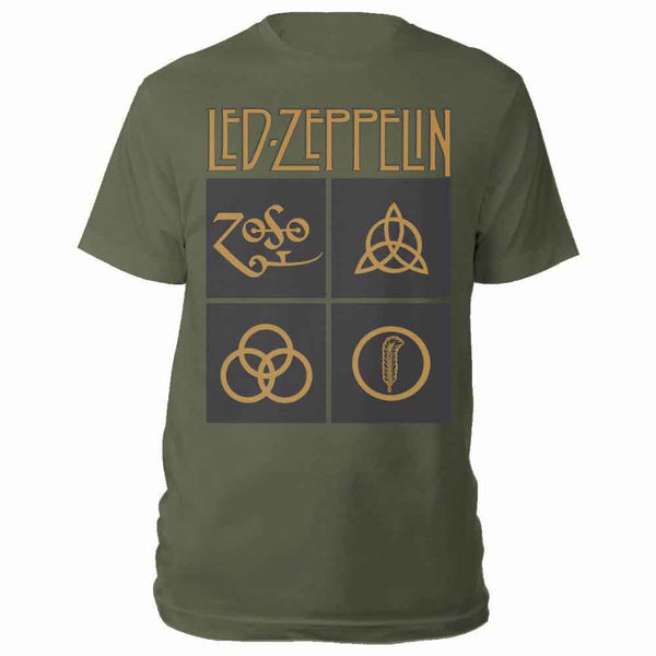 Led Zeppelin Gold Symbols in Black Square