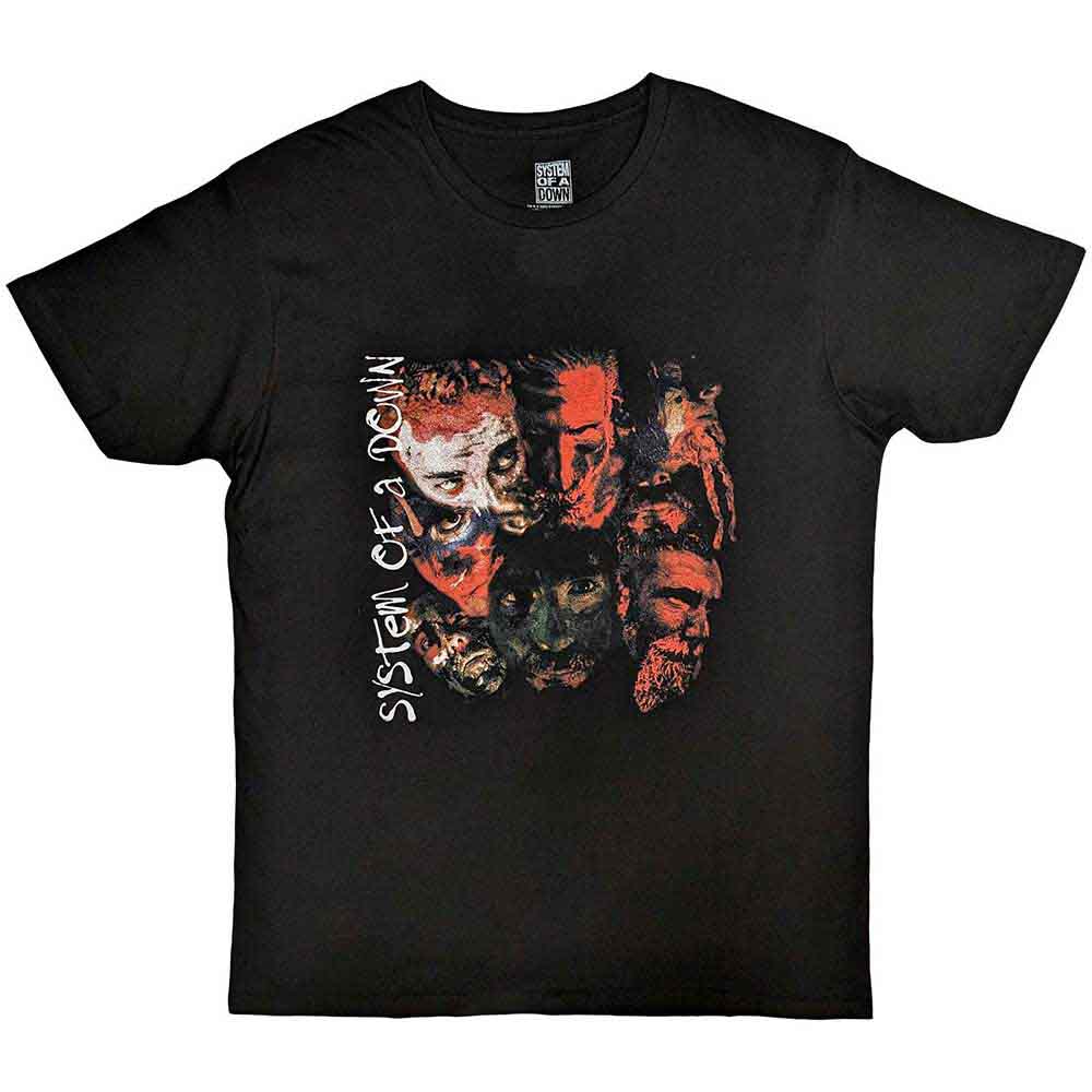 Rock Off officially licensed products System of A Down T Shirt Painted Faces Band Logo Nuovo Ufficiale Uomo Nero